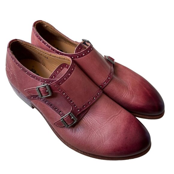 John Fluevog Mens Northampton Wotton Hand Painted Monkstrap Shoes Size 8.5